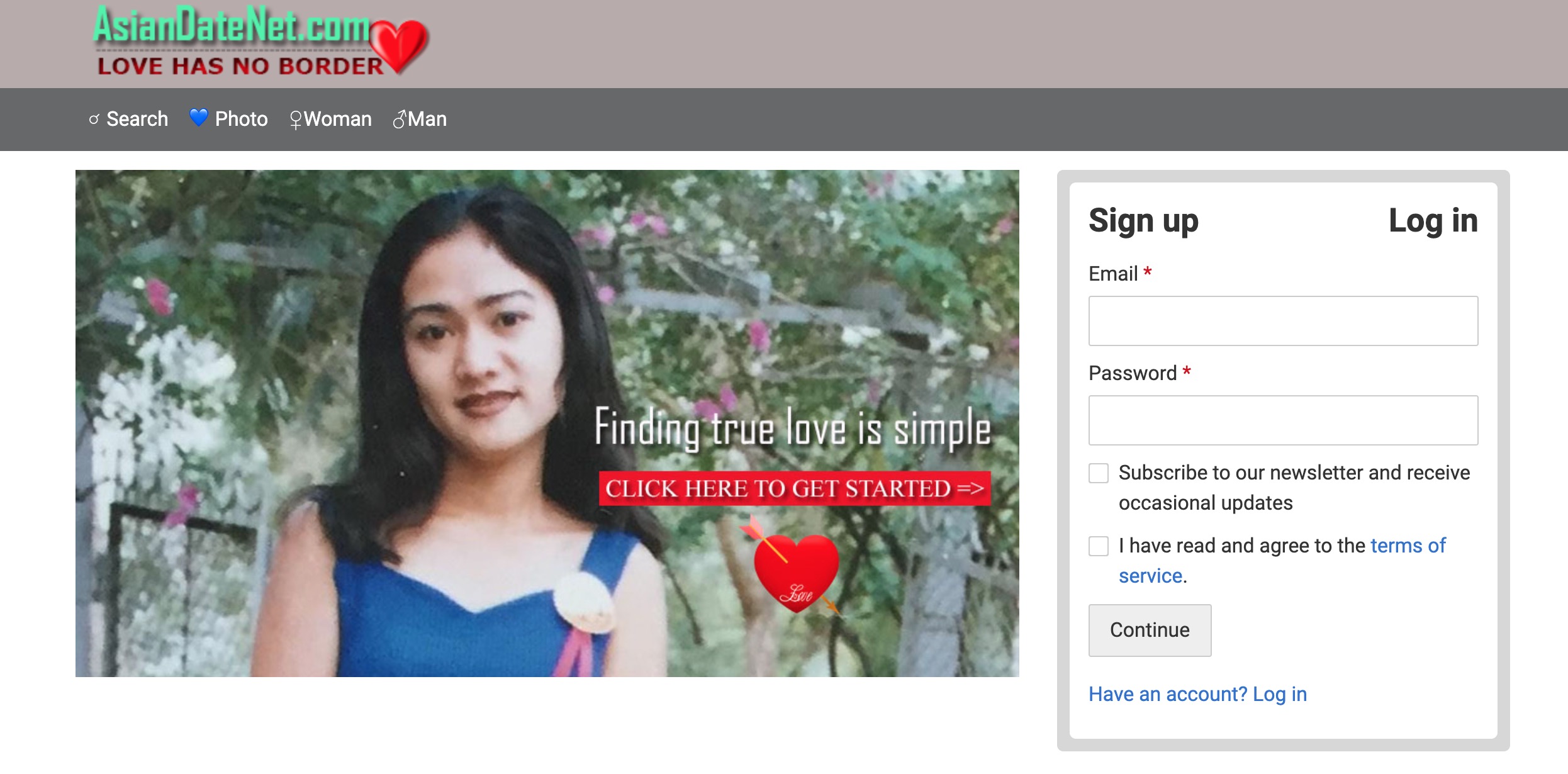 Asian Date Net main page